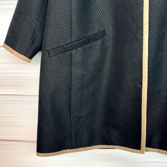 Talbots Black Trench Coat Coatigan Jacket Textured Cotton Blend Lined size 18W - Picture 6 of 14